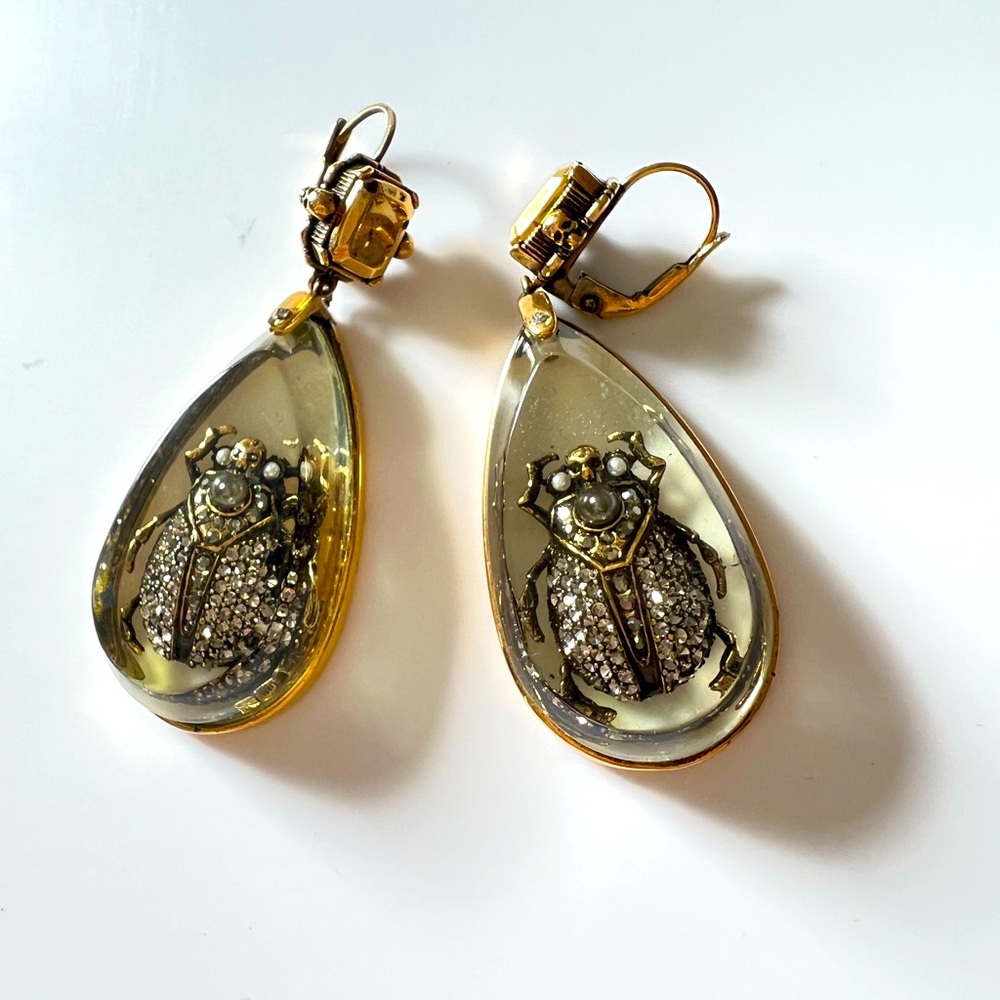 Amazing Alexander McQueen crystal beetle earrings. Showstopper